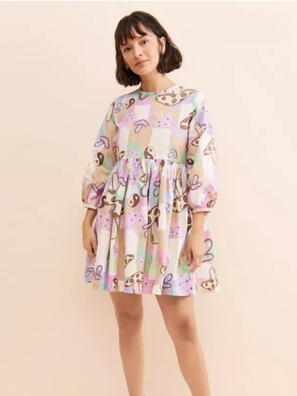 Megan Crosby Organic Cotton Lila Totally Toadstool Mini Dress Size Xl